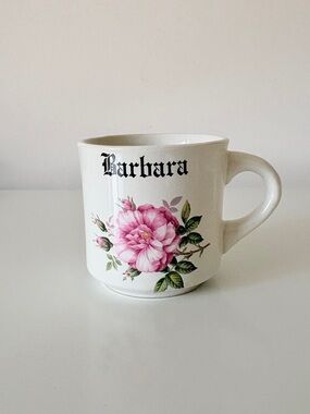 Vintage “Barbara” Mug Papel 70s 80s Ceramic Pink Rose 250 ml